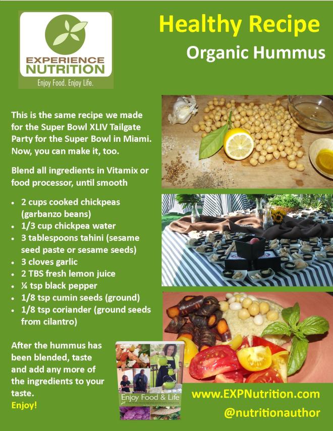 EXPERIENCE NUTRITION Organic Hummus Recipe